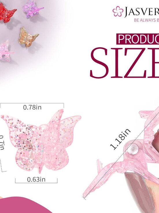 Glitter Mini Butterfly Hair Claw Clips, Sparkly Colorful Hair Accessories for Gi - Picture 3 of 7